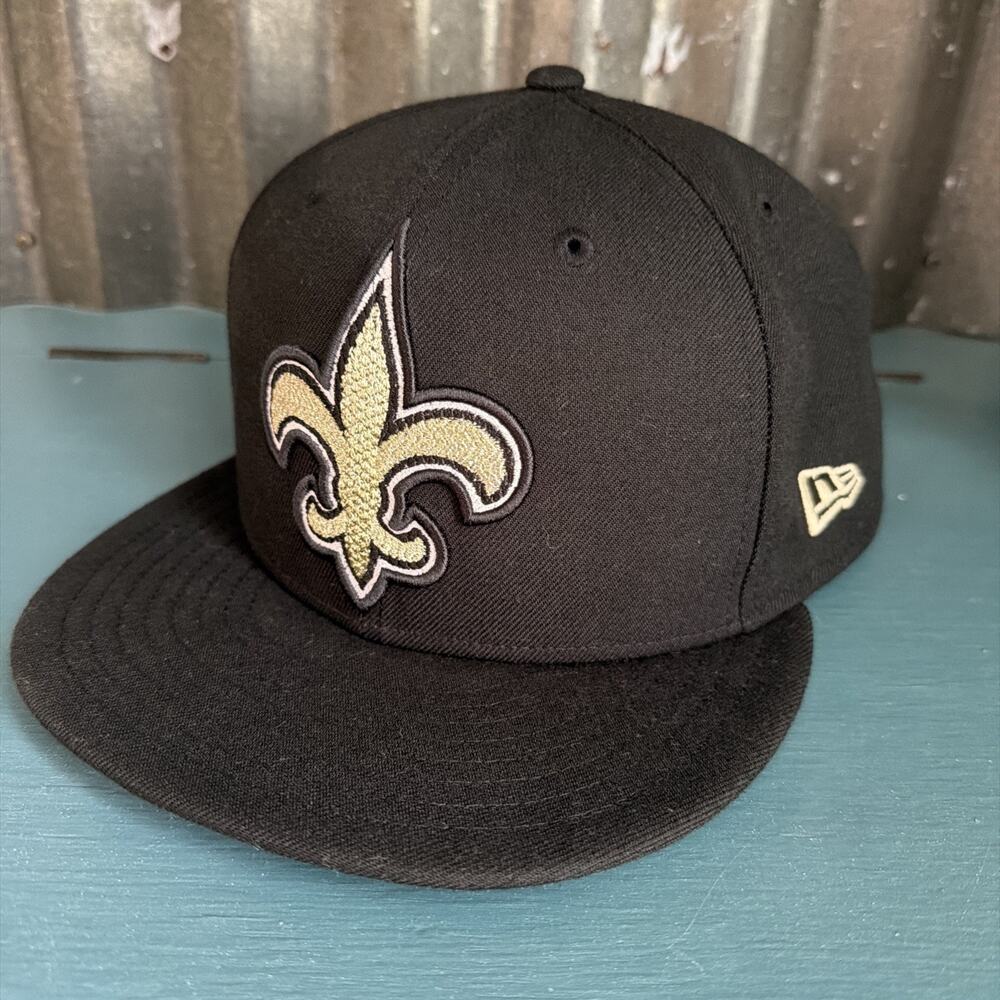 New Era New Orleans Saints 59Fifty Fitted Hat Cap Black/Gold 7 3/8 NFL Football